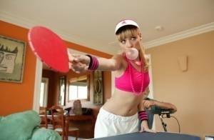 Young blonde Nicole Ray fucks a really old guy after losing ping pong game on girlsfollowers.com