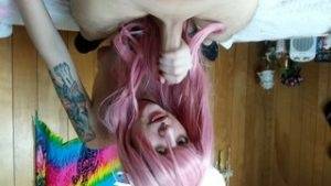 Pink Haired Kitten Gives Messy Blowjob on girlsfollowers.com